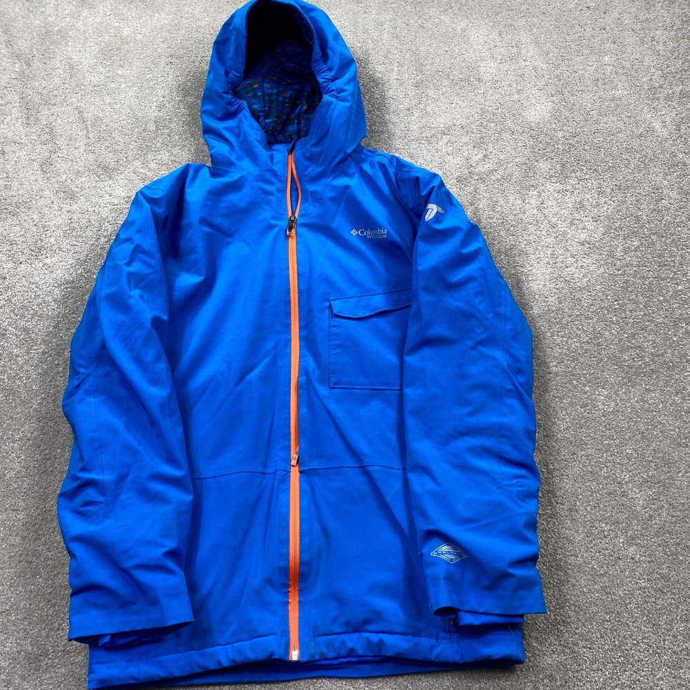 Columbia Titanium Ski Jacket Mens XL Blue Omni-Heat Waterproof Hooded Full Zip
